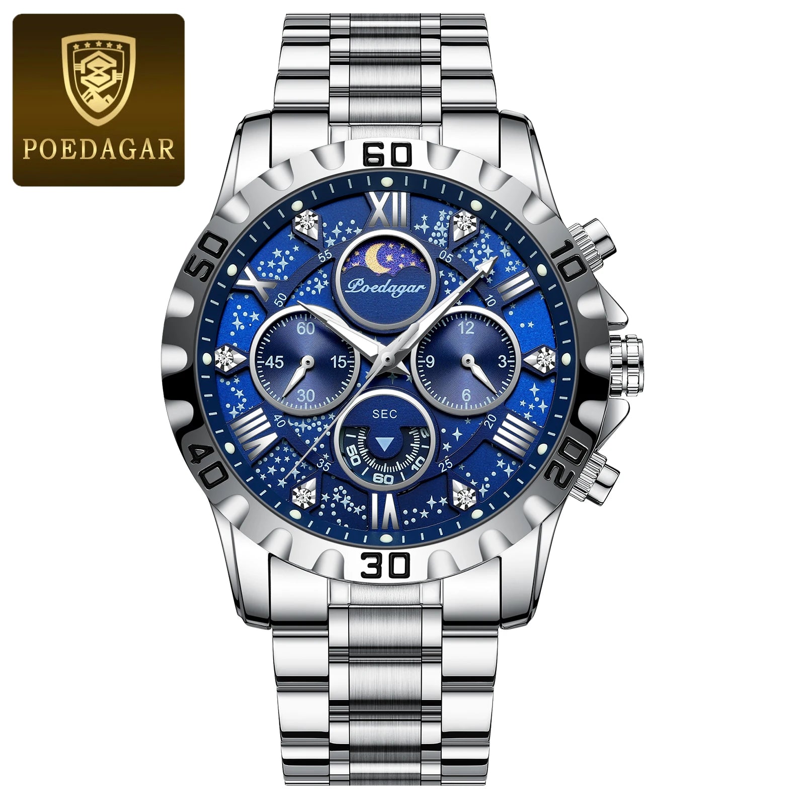 Luxury Dark Blue Stainless Steel Watch for Men