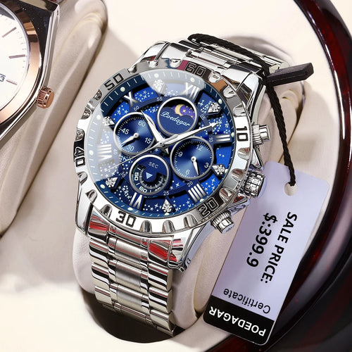 Luxury Dark Blue Stainless Steel Watch for Men