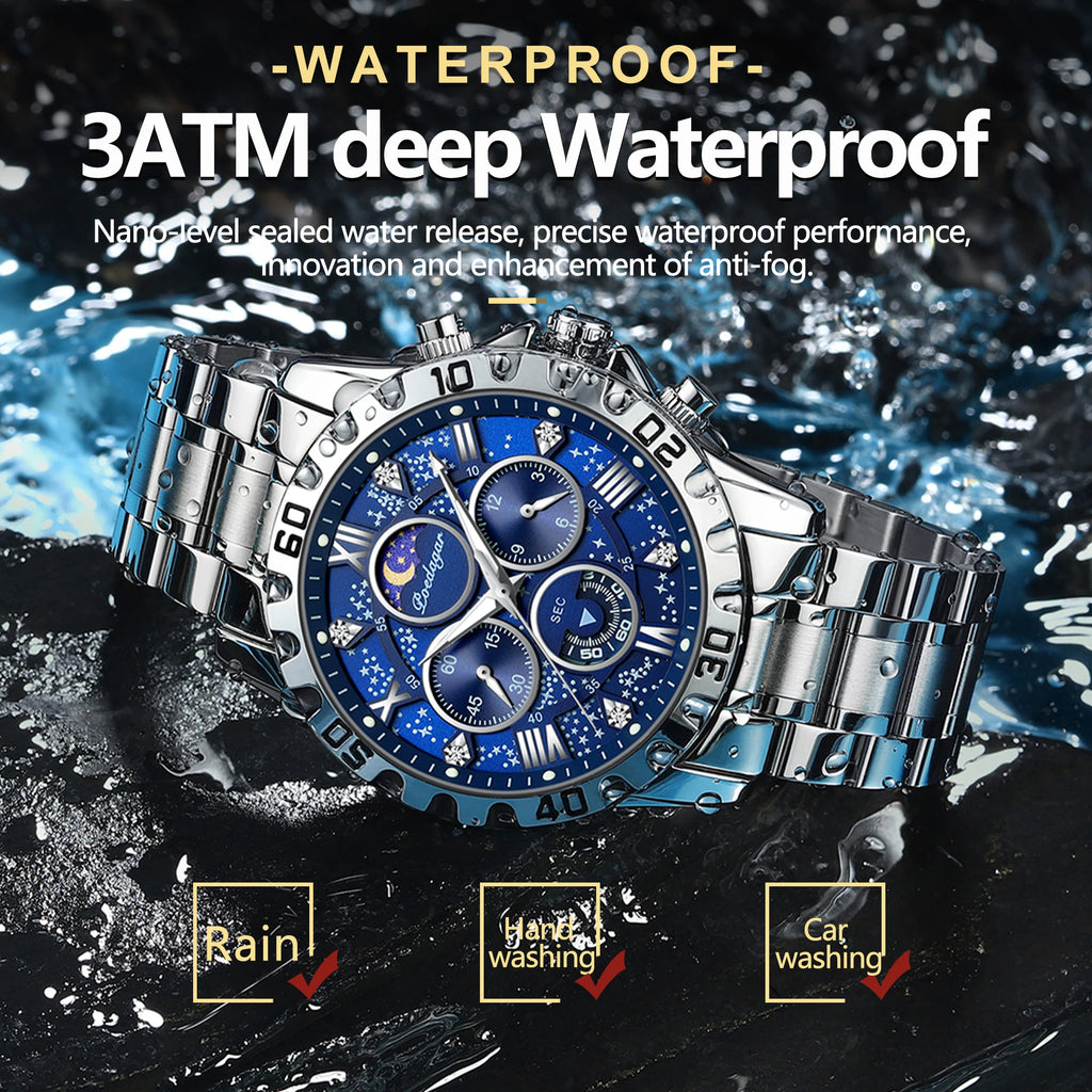 Luxury Dark Blue Stainless Steel Watch for Men