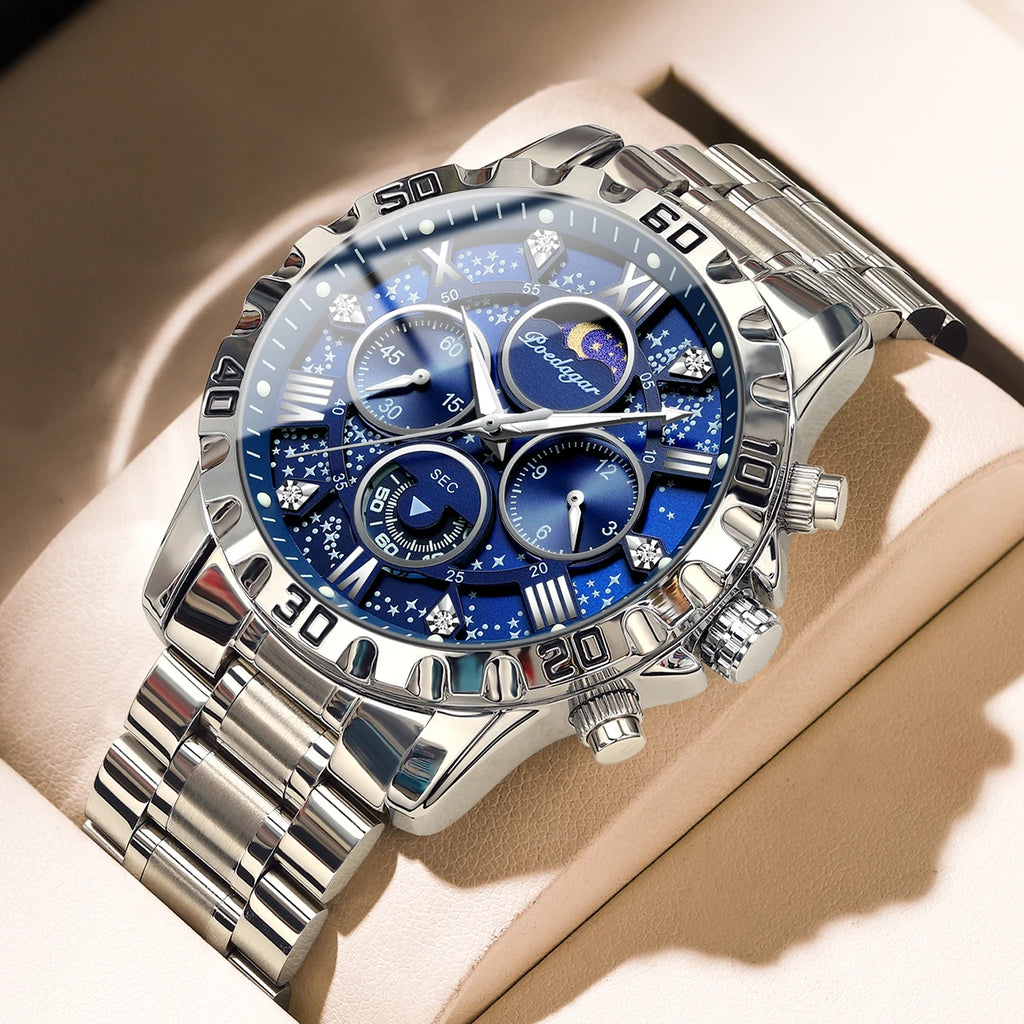 Luxury Dark Blue Stainless Steel Watch for Men