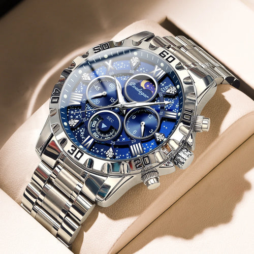 Luxury Dark Blue Stainless Steel Watch for Men